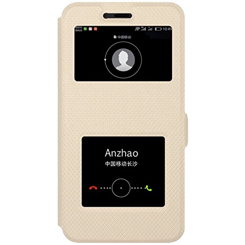 Xiaomi Redmi Note 4 Funda   Anzhao Flip Cover  Cierre magn  tico  Caso Con Funci  n de Soporte y Ventana  View Window  para Xiaomi Redmi Note 4  Dorado 