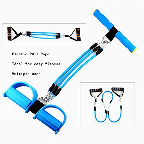 Sunmoch Multifunktionale Bauchtrainer Latex Schlauch einstellbar Fußpedal Zugseil 5 Aktien Knirscht Fitness Seil - 4
