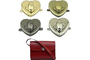 KanDery 4PCS Heart Shape Twist Turn Lock, Purse Lock, Thumb Turn Lock, DIY Catch Buckle Clasp for Bag Making Book Leather Fabric Handbag Wallet