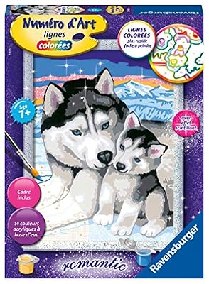 Ravensburger- Numéro d'art-Moyen-Doux Bisous de Husky Loisir Créatif, 4005556286805