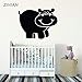Produktbild guijiumai Dschungel Tier Vinyl Wandaufkleber Für Baby Kindergarten Hippo Wandtattoo Kinderzimmer Schlafzimmer Dekoration Nette Tapete Wandbild rot 56X68 cm