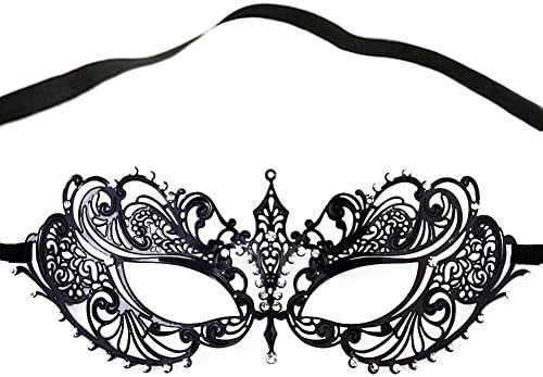 Crown Diamante Mask Venetian Style Metal Filigree Masquerade Laser-Cut On Eyes Mask Prom Ball