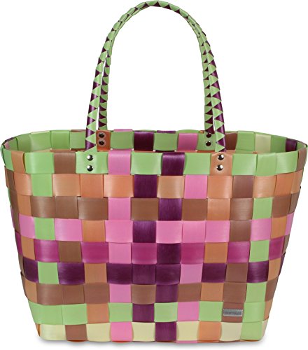 Einkaufskorb Shopper geflochten aus Kunststoff - robuster Strandkorb aus wasserabweisendem Material