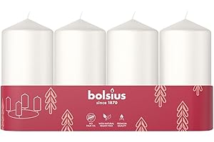 Bolsius - Adventszeit - Stumpenkerze - weiß - 10cm - 4-Pack - Dekorative Kerze - Mit natürlichem Pflanzenwachs - Ohne Palmöl