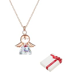 Collier Chaîne Argenté 46 Cm Avec Pendentif Ange Dans Un Cercle