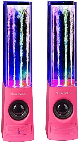 Led Speakers SoundSOUL Bluetooth Water Speakers Fountain Speakers Mini amplifier USB Dancing Speakers 4 Colored LED Lights Gift for PC/Mac/MP3 Players/Mobile Phones/Tablets-Pink