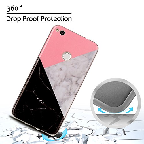 Funda Huawei P8 Lite 2017  E-Lush M  rmol Suave Silicona TPU Carcasa Ultra Delgado Flexible Gel Parachoques Goma Mate Opaco Case Cover Colorido Dise  o Bumper Amortigua Golpes Protectiva Caso para Huawei P8 Lite 2017  5 2 Pulgadas  Smartphone Anti-Rasgu  o y Resistente Tapa - Rosa con Negro con Gris