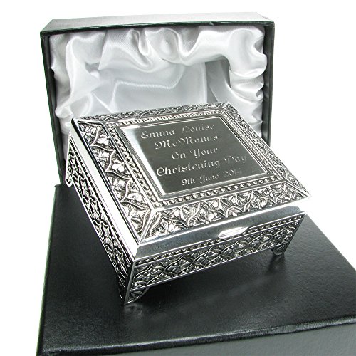 Christening Gift, Personalised Silver Plated Trinket Box in a Satin Lined Presentation Box, Christening Gift Idea