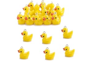 AWEHIRU H-Lyu 20 Pieces Small Yellow Duck Pendants Resin Duck Charms Pendant DIY Charms Keychain Pendants for Necklace Earring Keychain Handicraft Accessories