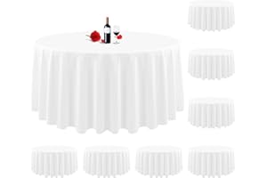 Lumaycens 8 Pack Round Tablecloth 90 Inch White Round Table Cloth Wrinkle Resistant Washable White Table Cloths Polyester Fabric Table Cover for Wedding Party Restaurant Buffet Table