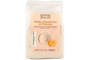 Grocer Planet - Farine de Malt Diastatique (500g) | Farine de Malt d'Orge à Haut Pouvoir Diastatique | Idéal pour la Fabrication du Pain | Made in Italy