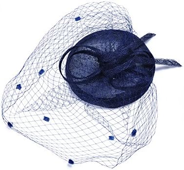 VKFashion Derby Netting Navy Blue Fasinator Wedding Hat Elegant British Tea Party/Church Fascinators