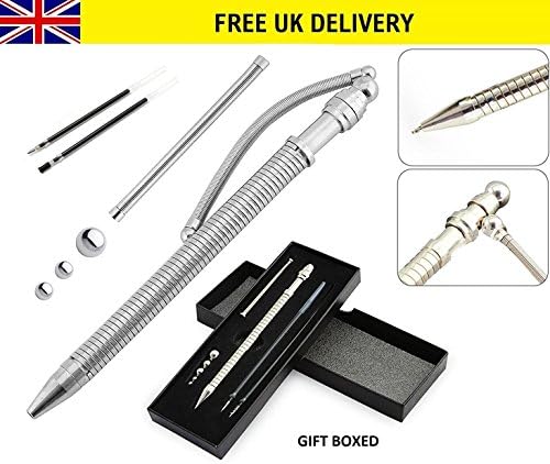 Ragetorc Magnetic Fidget Spinner Pen - Stress Relief Pen for Adults and Children with ADHD OCD Anxiety &amp; Autism Magnet toy with GIFT BOX (Style1 - Silver)