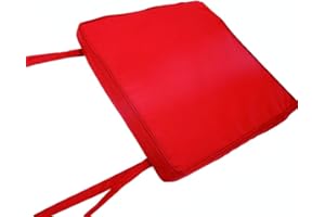 ISTYLE MODE BETTER HOME CHOICE iStyle Mode Waterproof (Set of 4) Chair Cushion Seat Pads Removable Cover Tie On Garden Outdoor Patio - (Pack Of 4) (40x40cm, Red)