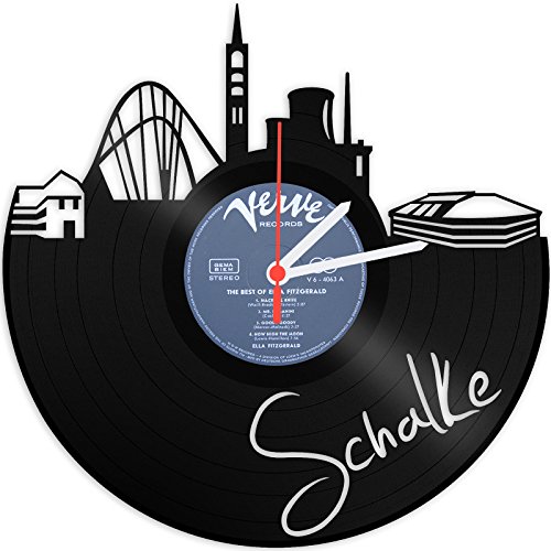 Skyline Schalke Wanduhr aus Vinyl Schallplattenuhr Upcycling Design-Uhr Vinyl-Uhr Wand-Deko Vintage-Uhr Wand-Dekoration Retro-Uhr Made in Germany
