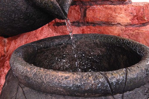 Gartenbrunnen Zimmerbrunnen mit Ölfässern und Beleuchtung - 6