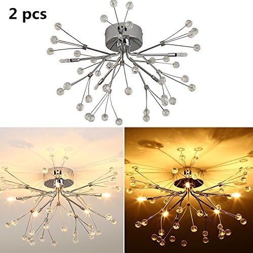 Iglobalbuy Ceiling Light,European style Clear Glass Shade Chandelier Ceiling Lamp for Living Room Hallway Bedroom Dining Room-- 2PCS