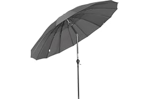 Angel Living Ø 270cm Rund Sonnenschirm mit Neigung,Marktschirm,Terrassenschirm mit Kurbel für Garten,Terrassen, Höfe,Schwimmbäder,mit UV-Schutz 50+ Grau