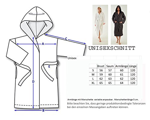 Damen und Herren Bademantel mit Kapuze, Pikee in 4 Farben Größe XL, Farbe Türkis - 4