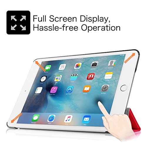 iPad Mini 4 Hülle – Fintie Ultradünn Superleicht Smart Cover Schutzhülle Tasche Case mit Ständer und Auto Sleep / Wake Funktion für Apple iPad mini 4, Rot - 6