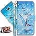 Produktbild HMTECH LG Xpower 2 Hülle Luxus 3D Blau Schmetterling Flip Standfunktion Karten Slot Magnetverschluß Brieftasche Taschen Schalen Handy Ledercase für LG Xpower 2,Blue Butterflies on Lake