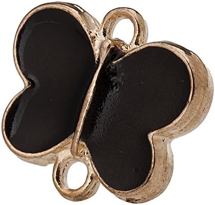 20pc Gold Plated Frame Black Enamel Beaded Butterfly Jewelry Link &amp; Connector Charm with 2 Same Sides CA182-2