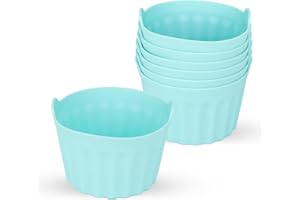 MOECSHSY Moldes de huevo para freidora de aire, moldes de silicona antiadherentes para freidora de aire, horno y microondas, accesorios reutilizables de grado alimenticio para cocinar y hornear, paquete de 6