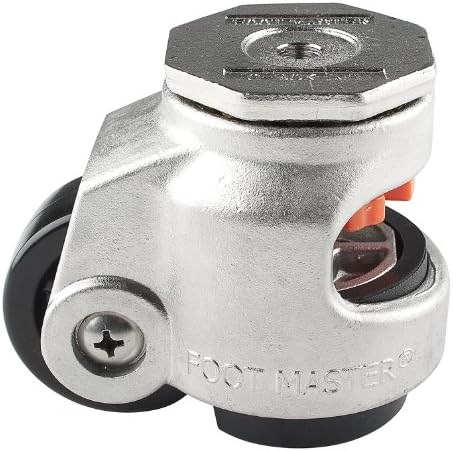 FOOTMASTER SGDN-80S Leveling Caster with Top Plate, M12 x 1.75P Stem Mounted, Nylon Wheel and NBR Pad, 1100 lb Capacity Range
