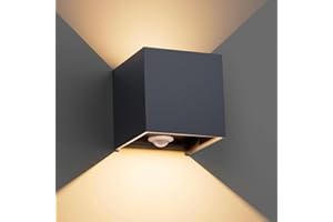 ‎KLIGHTEN Klighten 12W Aussenlampe Außenwandleuchte mit Bewegungsmelder, Außenlampe mit bewegungsmelder Einstellbarer Lichtstrahl, Wandleuchte mit Bewegungsmelder Außen/Innen für Weg,IP65,2700K,Anthrazit