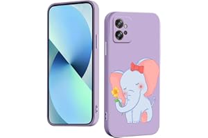 WOKEZ Cover per Motorola Moto G32 con Elefante Carino, Protezione Liquido Silicone Custodia per Motorola G32,Morbida Antigraffio Full Body Case Protettiva-Viola03