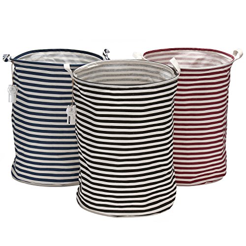 Sea Team Waterproof Coating Ramie Cotton Fabric Folding Laundry Hamper, Storage Basket,L - 6