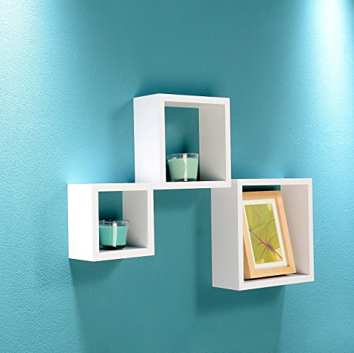 Carlo Milano 3er-Set Quadratische Wandregale, bis 25 x 25 x 9 cm, weiß - 4