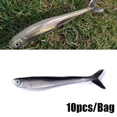 FOVIUPET Lot de 10 leurres en Caoutchouc Souple pour perchoir, brochet, Truite Argenté 8 cm/2 g