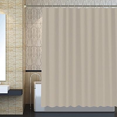 Funria Sanitary Rideau de Douche Résistant à la Moisissure Imperméable avec des Crochets, Moule Résistant, Antibactérien, Facile à Nettoyer, Rideaux de Douche Lavables pour Salle de Bains, Taille 70 x 70 Pouces (Beige)