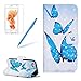 Produktbild Für iPhone 5S Hülle Leder, Girlyard 3D Gemalte Blau Schmetterling Muster Entwurf Schutzhülle Tasche PU + TPU Silikon Innere Cover Wallet Flip Case Bookstyle Standfunktion Kartenfächer Magnet Handyhülle für Apple iPhone 5 5S SE