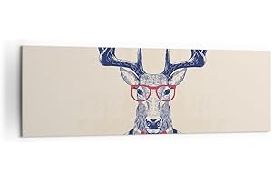 ARTTOR Lienzos decorativos 160x50cm Cuadro Sobre Lienzo Moderno Carácter ciervos ilustración inconformista Grande XXL Dormitorio Cuadros Pared Imágenes Cuadros Decoracion Salon Wall Art Prints AB160x50-3120