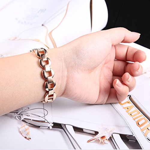 Für Fitbit Charge 2 Armband Rosa Schleife® Smart Watch Band Edelstahl Glitter armbänder Wrist Strap Uhrenarmband mit Metallschließe und Schnalle Ersatzarmband Replacement Wristband für Fitbit Charge 2 Smart Fitness Watch Zur Herzfrequenz und Fitnessaufzeichnung - 6