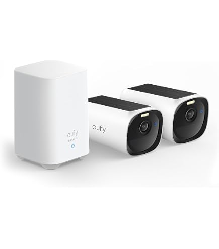 Eufy Security S300 EufyCam 3C Kit 2 Telecamere Wireless 4K Per Esterni, Memoria Locale 16GB Espandibile, AI, Visione Notturna Colori, Senza Abbonamento