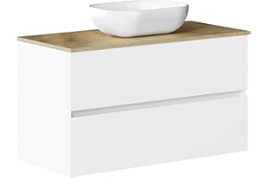 Baikal Conjunto de Mueble de baño Duo, Incluye Lavabo. Mueble Suspendido en Pared con Lavabo cerámico. Varios Acabados y Medidas. Mueble MONTADO.
