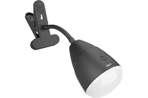 Milpoel Clip-on Reading Lamp, Battery Powered, 3 Levels Brightness, Clip-on Light for Bed, Office, Outdoor (4400 mAh)