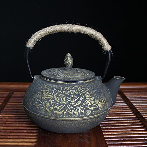 Japanese cast iron pot water bottle teapot health pot Kung Fu tea , , 0.8 peony gold -d0022