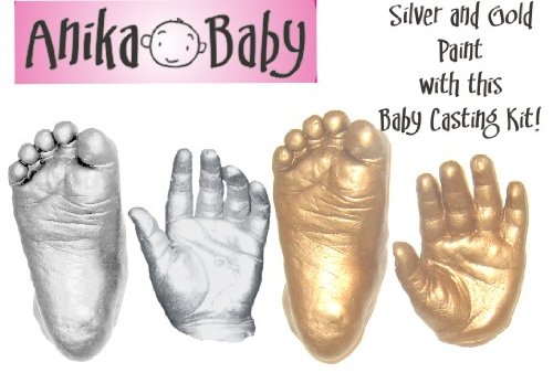 Basic Baby Casting Kit Materials (3D Handprint & Footprint Casts Kit) with Metallic Silver & Gold paint by BabyRice