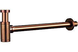 GALYON IMEX Sifón Visto Redondo SCL002 | Acero Inoxidable S.304 y Zamak | Acabado elegante | Base Desmontable | Fácil Limpieza (Oro rosa brillo)