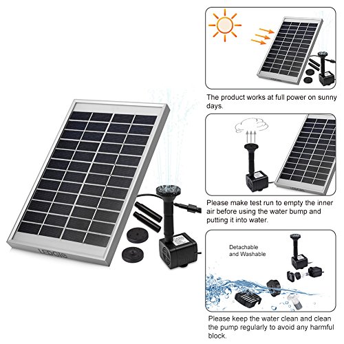LEDGLE 5W Solarbrunnenpumpe, Garten Wasserpumpe für den Hof, maximaler Durchfluss 380L / h - 4