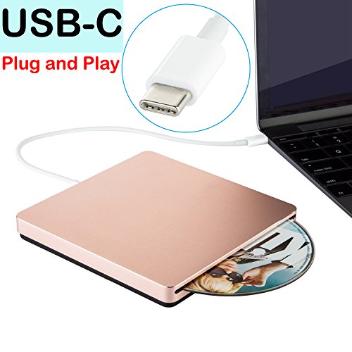 usb-c Super Drive externe Slot-in DVD/CD RW Brenner für die neuesten MacBook/MacBook Pro/Asus u306ua/Asus/Dell Latitude mit usb-c Port roségold rose gold 13.8x13.8x1.6cm