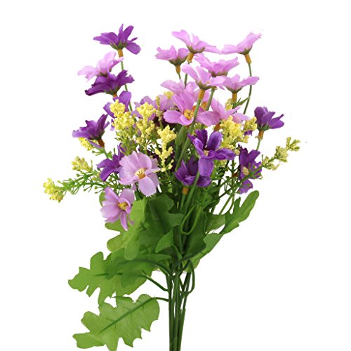 Ein Bündel gefälschte Cineraria künstlichen Blumenstrauß Hause Büro Dekor (Fuchsia und Lila) - 5