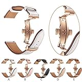 Altsommer für Samsung Gear S3 22mm Armband Leder, Fashion Armband Business mit Gold Schmetterlingsschnalle, Leder Ersatz Armband Sport Bügel Armband Leder Armband für Damen Herren (Rosa)