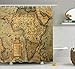 Produktbild GAOFENFFR Wanderlust Decor Collection Karte von Afrika aus dem 16. Jahrhundert, graviert und koloriert von dem Kartographen Abraham Ortelius Image Duschvorhang aus-Stoff, mit olivgrünen