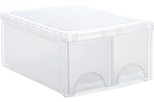 Rotho Scatola frontale grande per cassetti con 2 cassetti, in plastica (PP), senza BPA, trasparente, twin (44,0 x 34,0 x 20,0 cm)