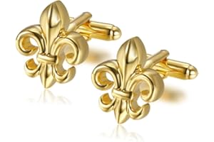 BOBIJOO JEWELRY - Paire Boutons de Manchette Fleur de Lys Doré Or Fin Accessoire Homme Royaliste